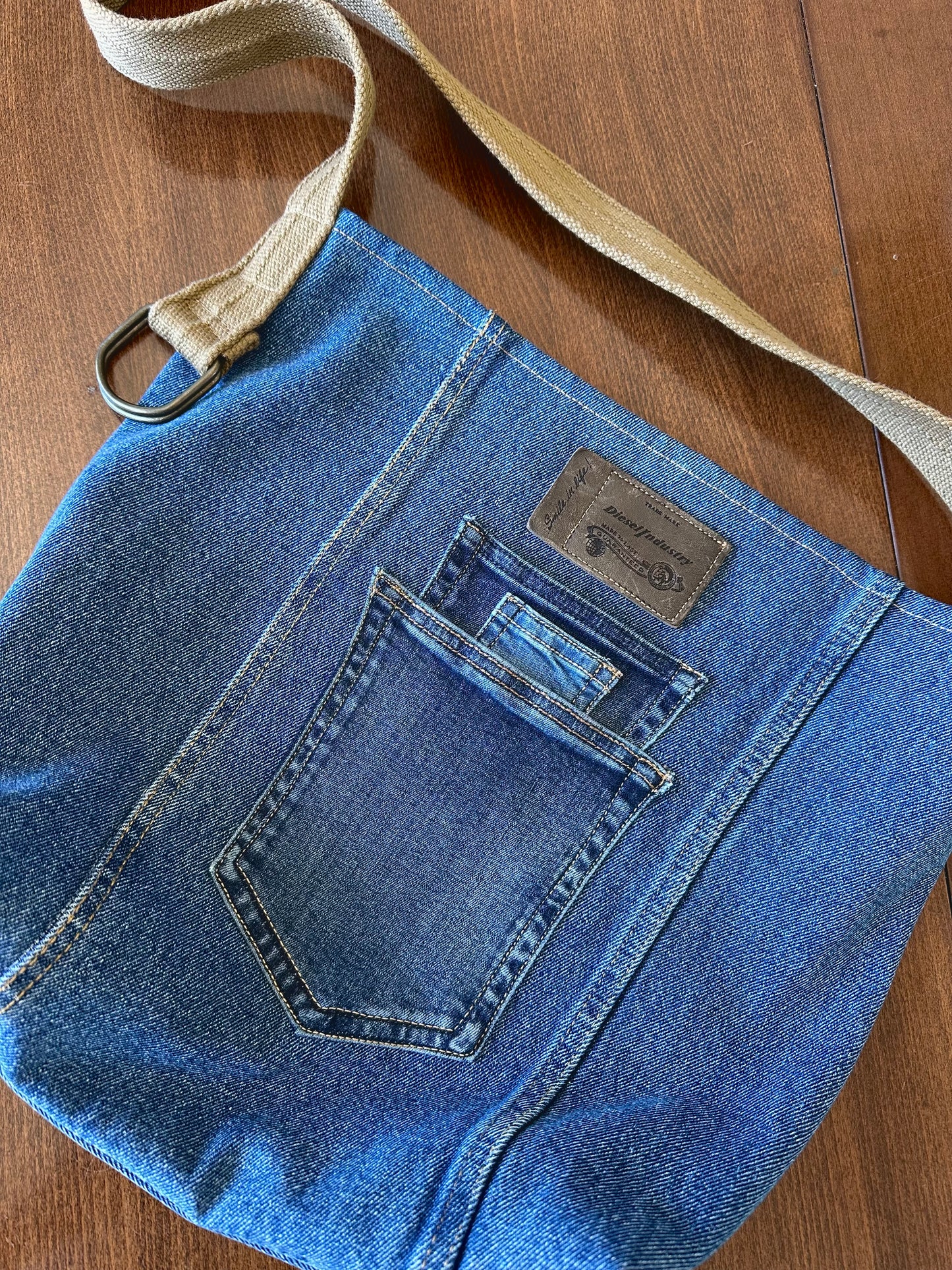 Fourre-tout en denim bleu recyclé