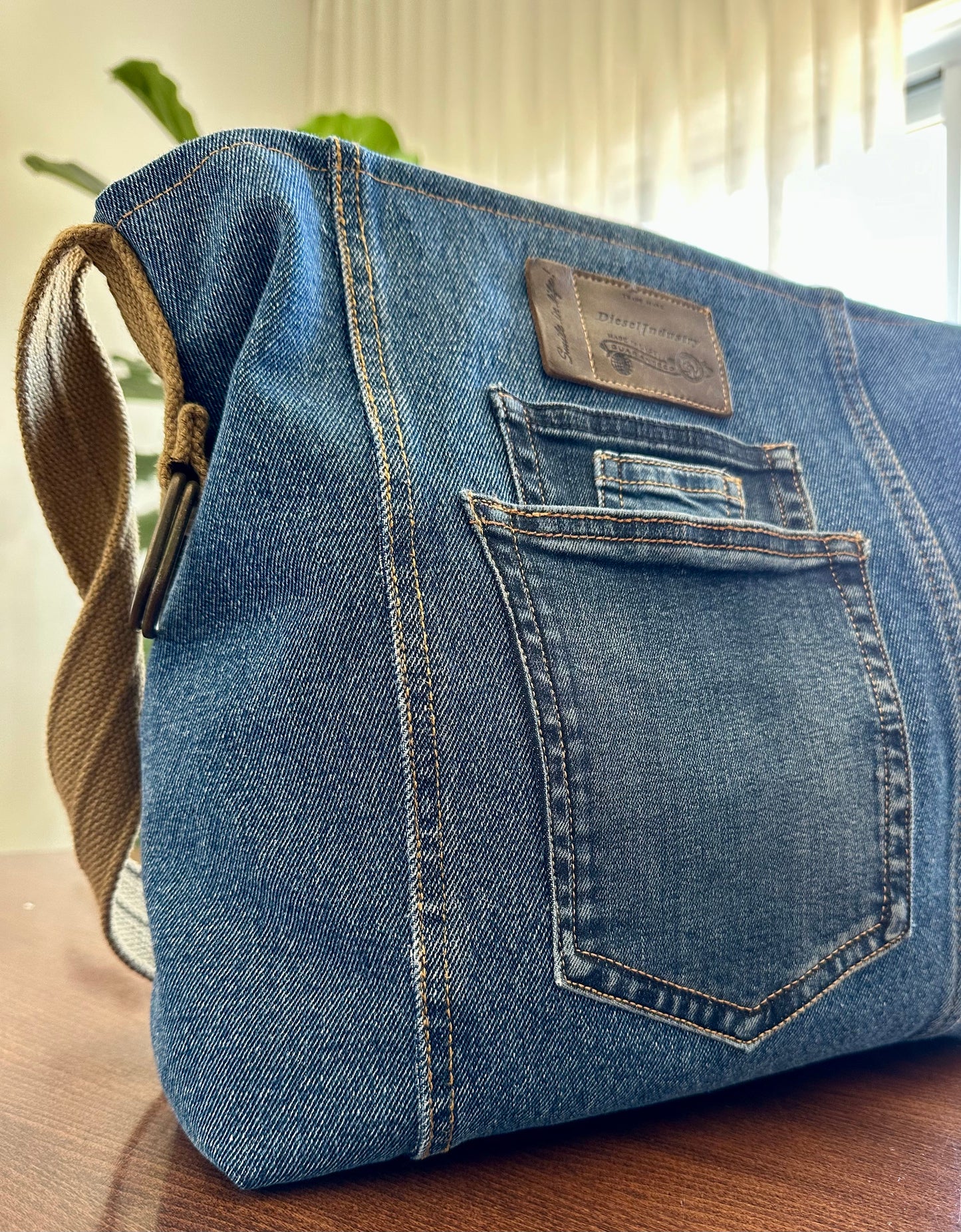 Fourre-tout en denim bleu recyclé