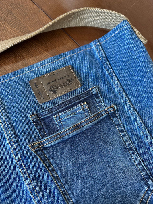 Fourre-tout en denim bleu recyclé