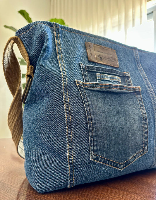 Fourre-tout en denim bleu recyclé